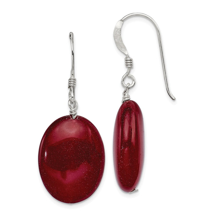 Stella Silver 925 Sterling Silver Red Jade Dangle Earrings, 31mm x 15mm