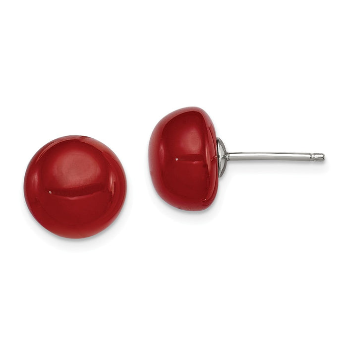 Stella Silver 925 Sterling Silver 10-10.5mm Button Carnelian Post Earrings, 10 to 10.5mm x 10 to 10.5mm