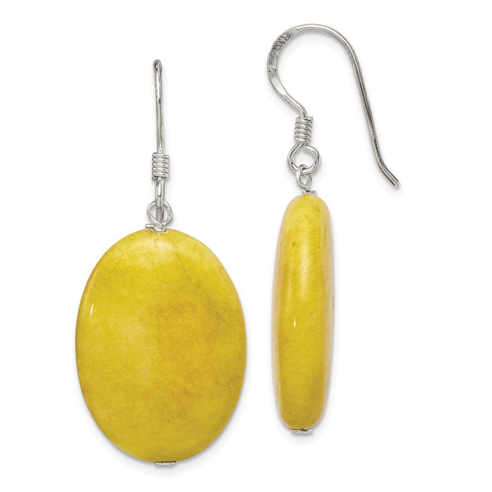 Stella Silver 925 Sterling Silver Yellow Jade Earrings, 38mm x 18mm
