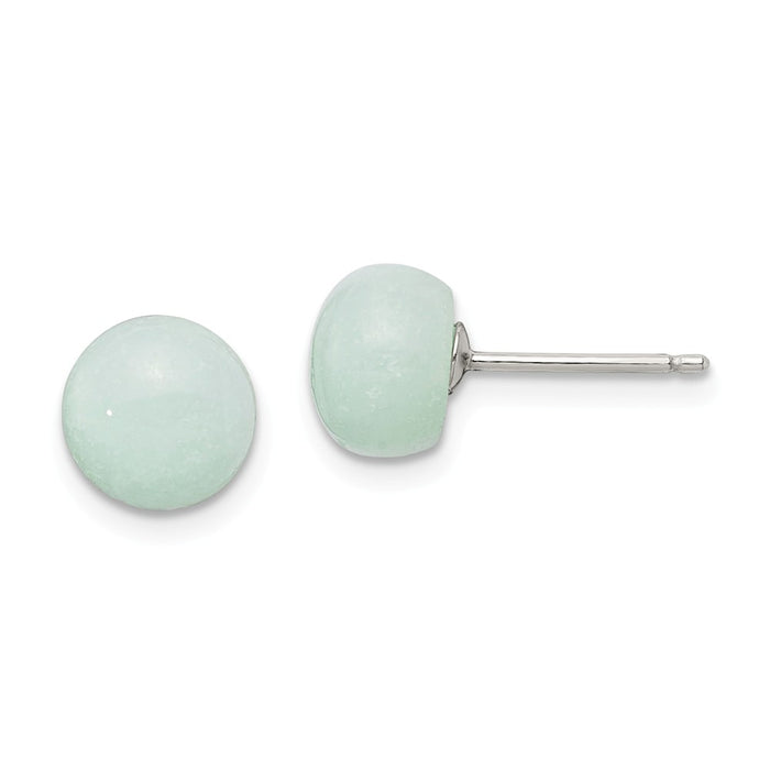 Stella Silver 925 Sterling Silver 8-8.5mm Button Amazonite Post Earrings, 8 to 8.5mm x 8 to 8.5mm