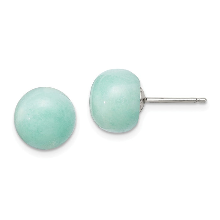 Stella Silver 925 Sterling Silver 10-11mm Button Amazonite Post Earrings, 10 to 10.5mm x 10 to 10.5mm