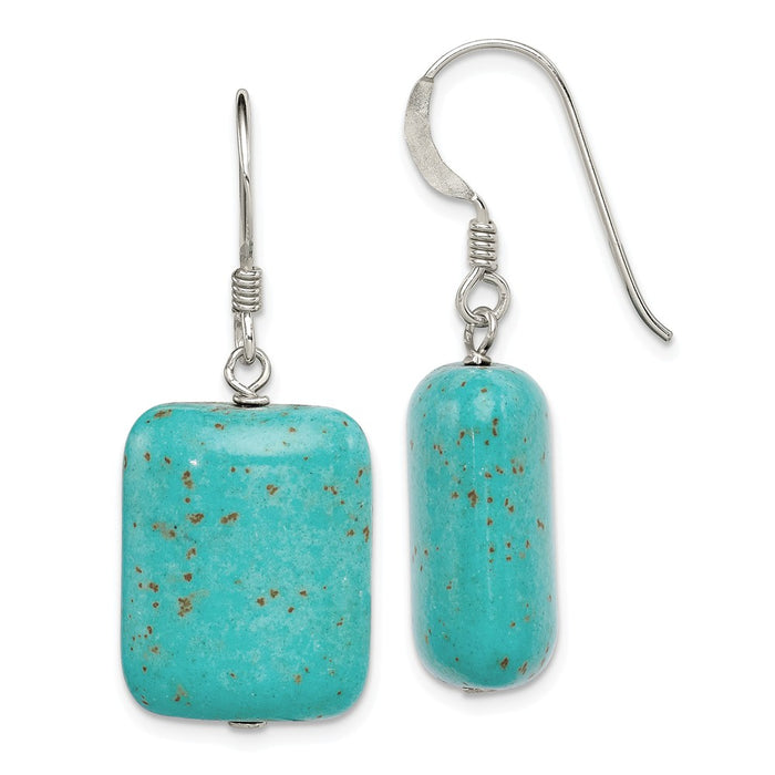 Stella Silver 925 Sterling Silver Dyed Howlite Earrings, 33mm x 15mm