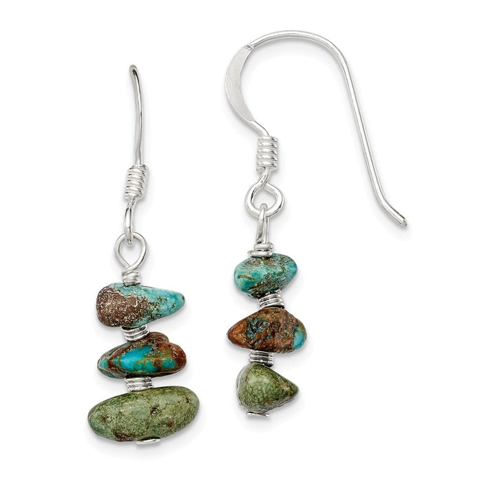 Stella Silver 925 Sterling Silver Turquoise Chip Dangle Earrings, 26mm x 8mm