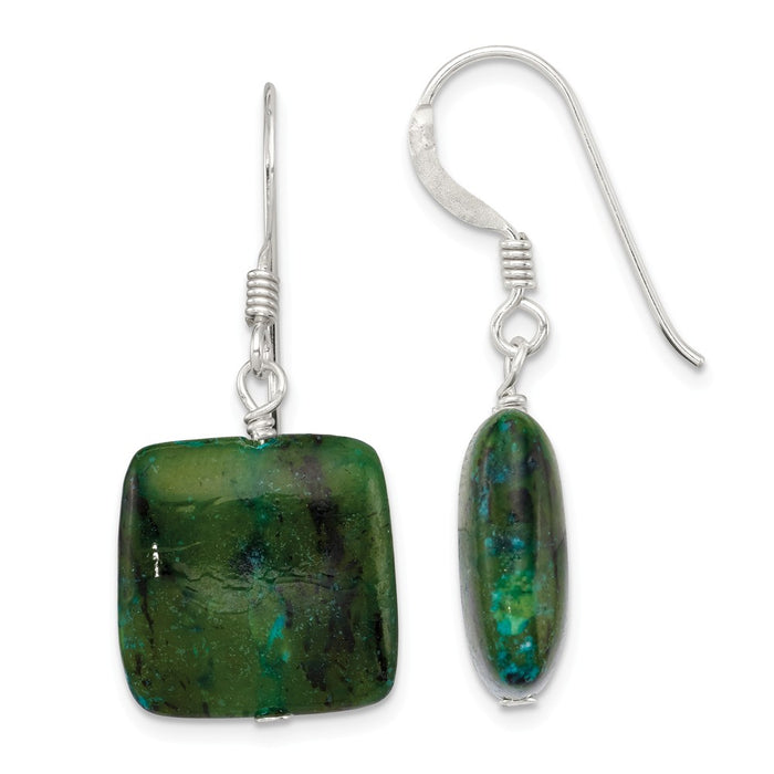 Stella Silver 925 Sterling Silver Chrysocolla Earrings, 26mm x 15mm