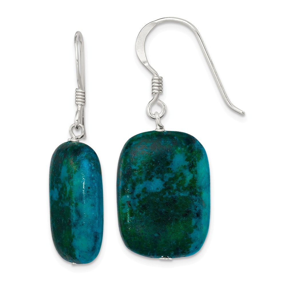 Stella Silver 925 Sterling Silver Stabilized Chrysocolla Earrings, 32mm x 15mm