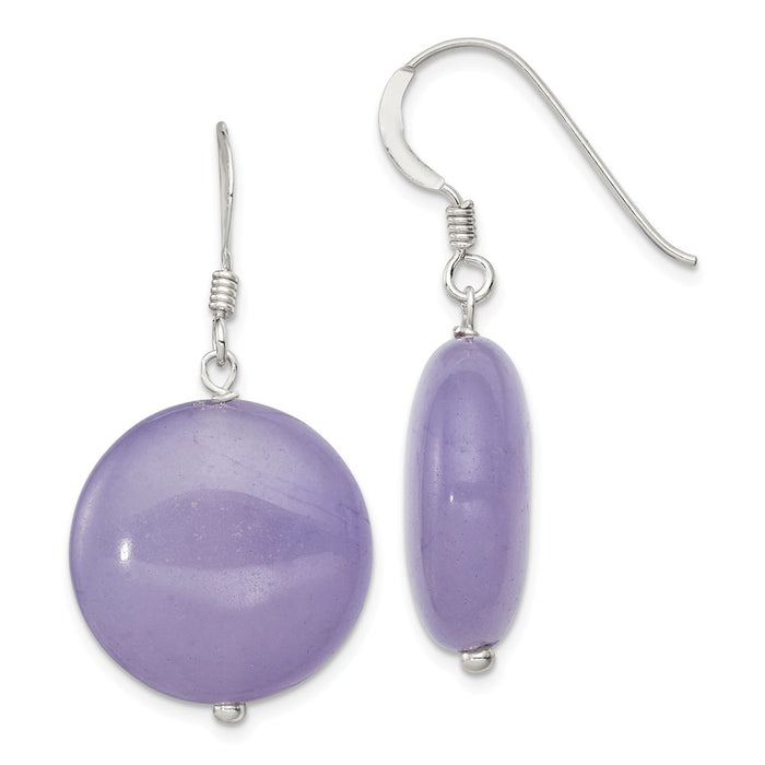 Stella Silver 925 Sterling Silver Lavender Jade Earrings, 29mm x 18mm