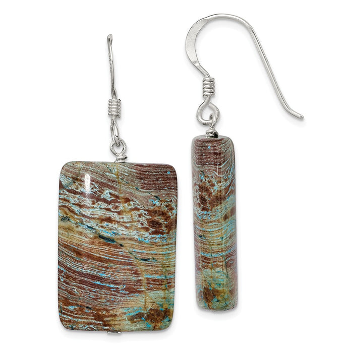 Stella Silver 925 Sterling Silver Jasper Earrings, 40mm x 18mm