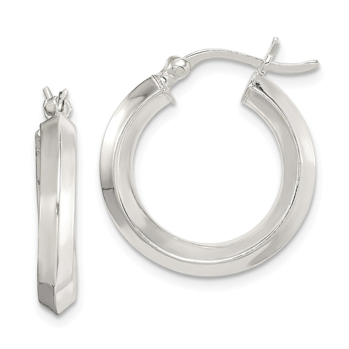 Stella Silver 925 Sterling Silver 20mm Knife Edge Hoop Earrings, 20mm x 20mm