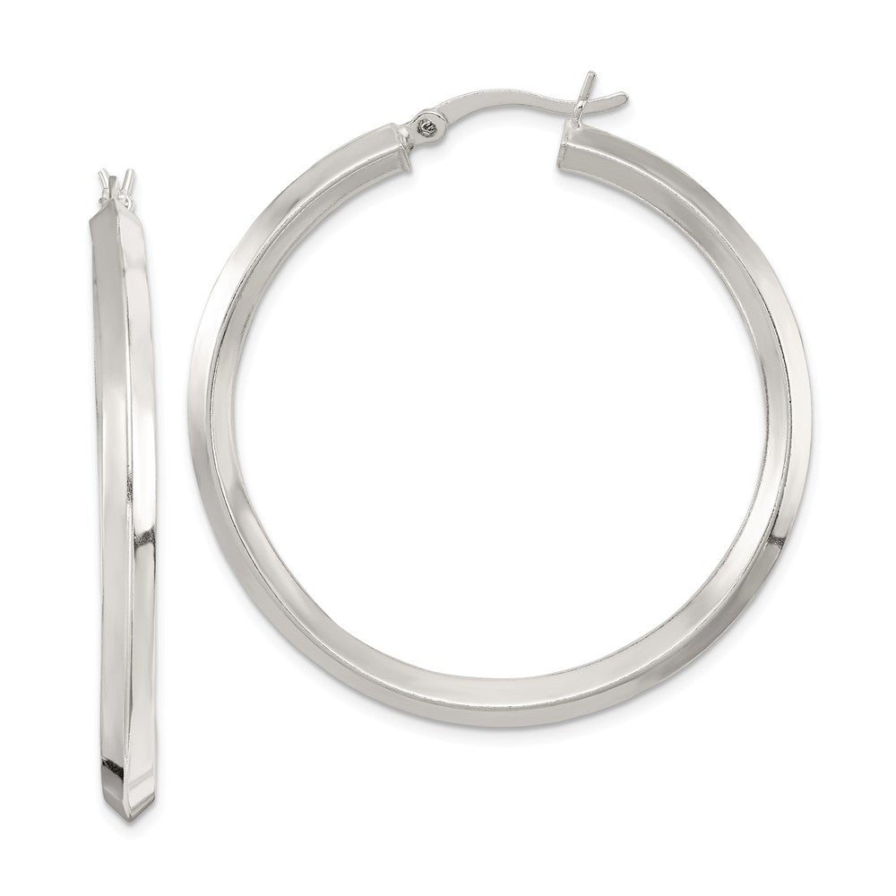Stella Silver 925 Sterling Silver 40mm Knife Edge Hoop Earrings, 41mm x 41mm