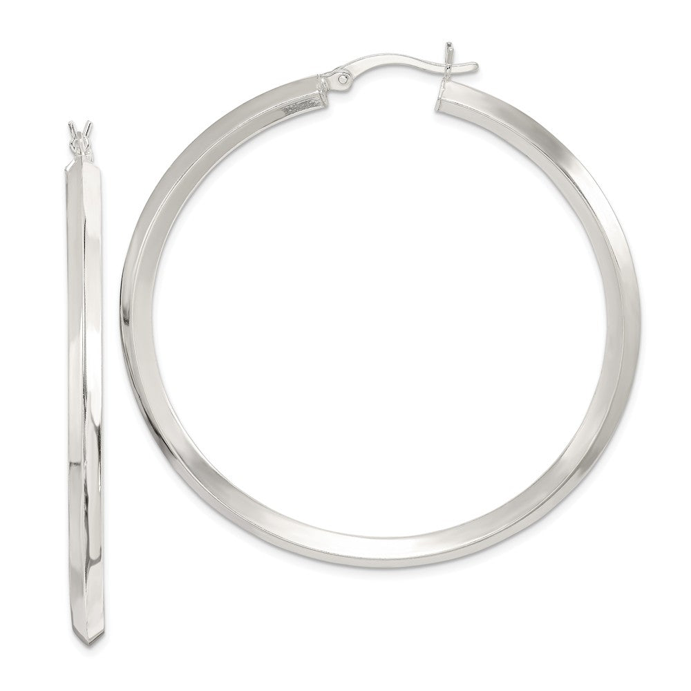 Stella Silver 925 Sterling Silver 50mm Knife Edge Hoop Earrings, 50mm x 50mm