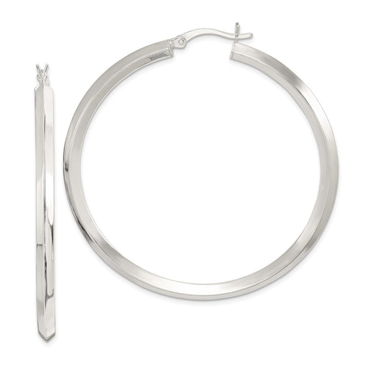 Stella Silver 925 Sterling Silver 50mm Knife Edge Hoop Earrings, 50mm x 50mm