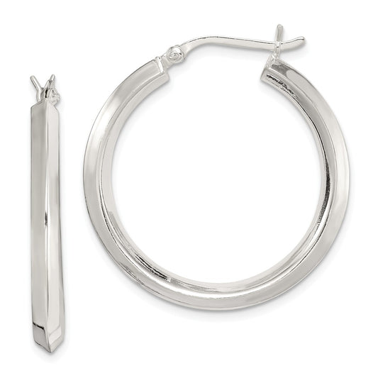 Stella Silver 925 Sterling Silver 30mm Knife Edge Hoop Earrings, 31mm x 31mm