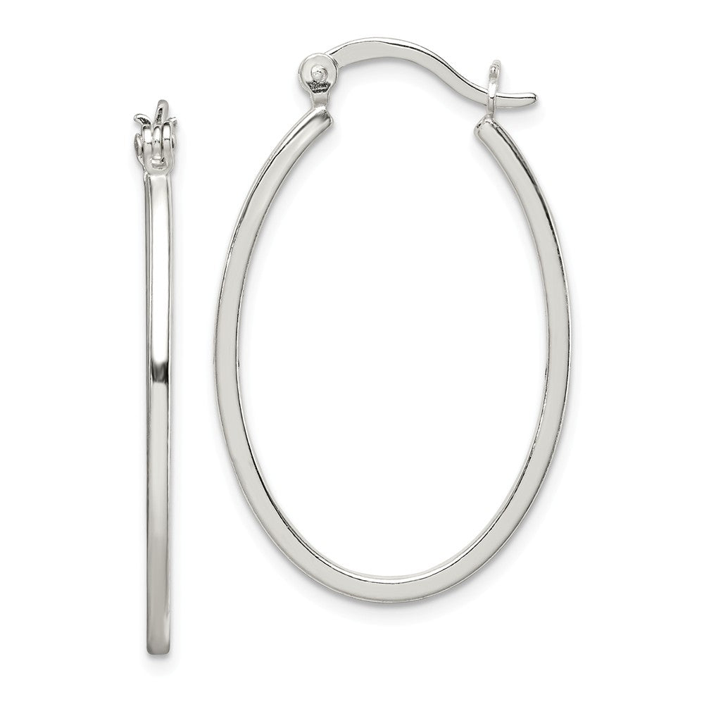 Stella Silver 925 Sterling Silver Polished Oval Hoop Earrings, 35mm x 23mm