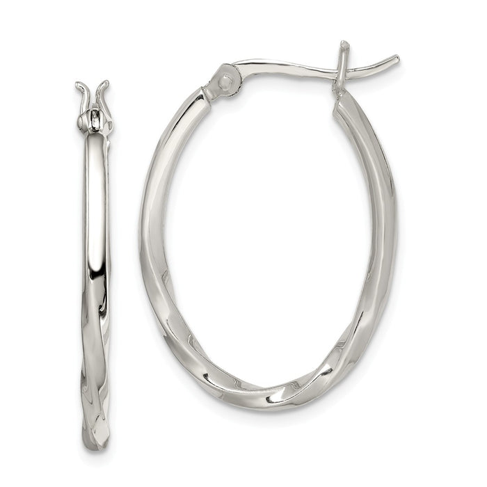 Stella Silver 925 Sterling Silver Twisted Oval Hoop Earrings, 31mm x 22mm