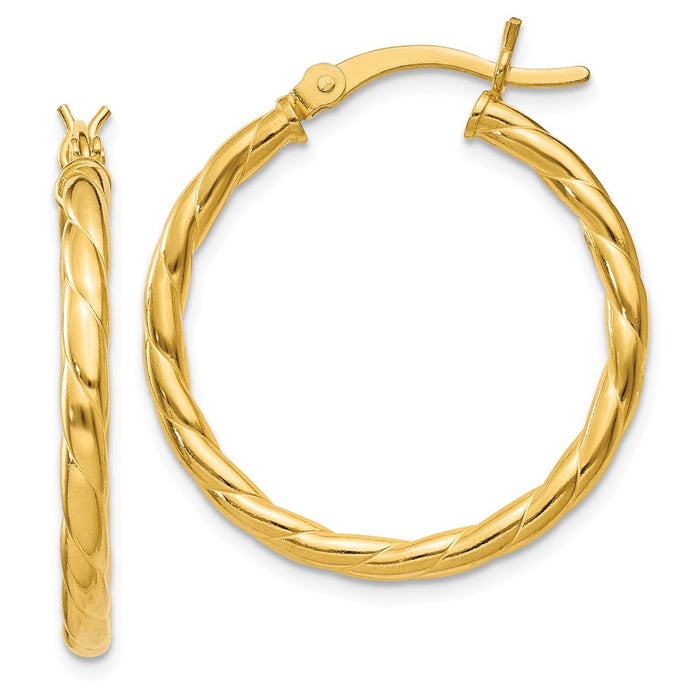 Stella Silver 925 Sterling Silver Gold-flashed Twist 25mm Hoop Earrings, 20mm x 3mm