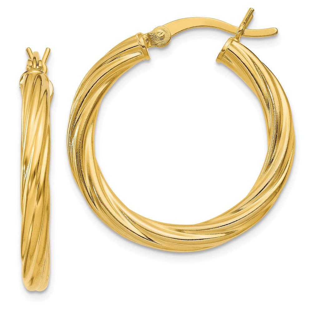 Stella Silver 925 Sterling Silver Gold-flash plated Twist 25mm Hoop Earrings, 18mm x 4mm