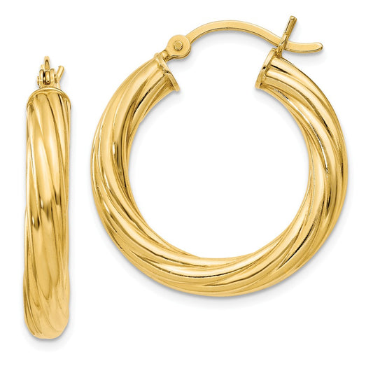 Stella Silver 925 Sterling Silver Gold-flashed Twist 25mm Hoop Earrings, 18mm x 4mm