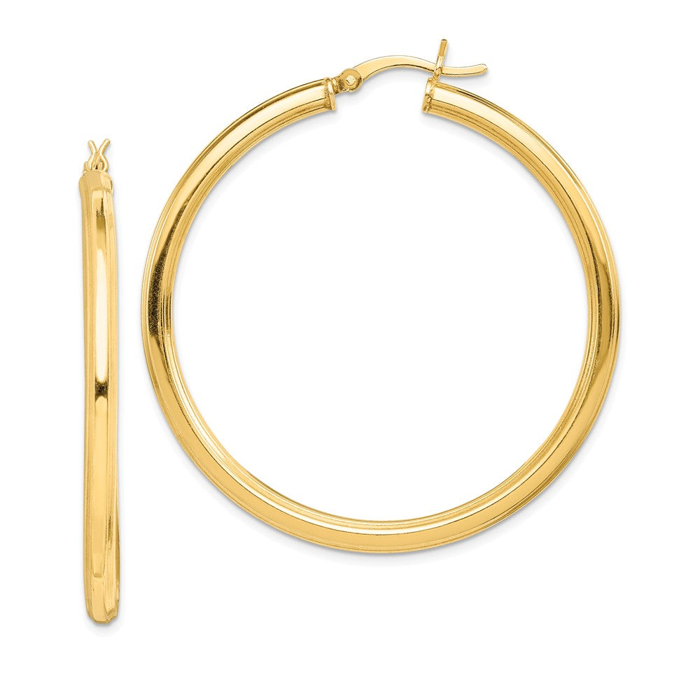 Stella Silver 925 Sterling Silver Gold-flashed 45mm Grooved Hoop Earrings, 40mm x 3mm