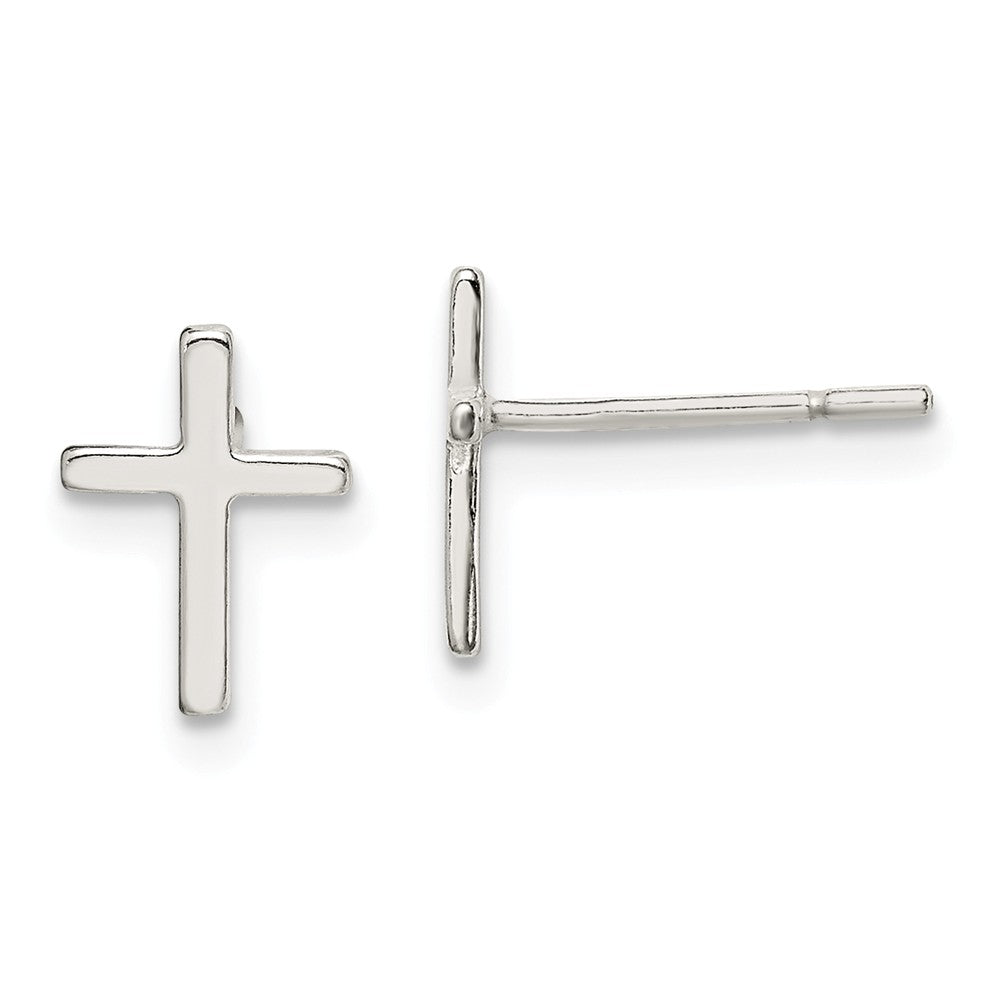 Stella Silver 925 Sterling Silver Cross Mini Earrings, 11mm x 7mm
