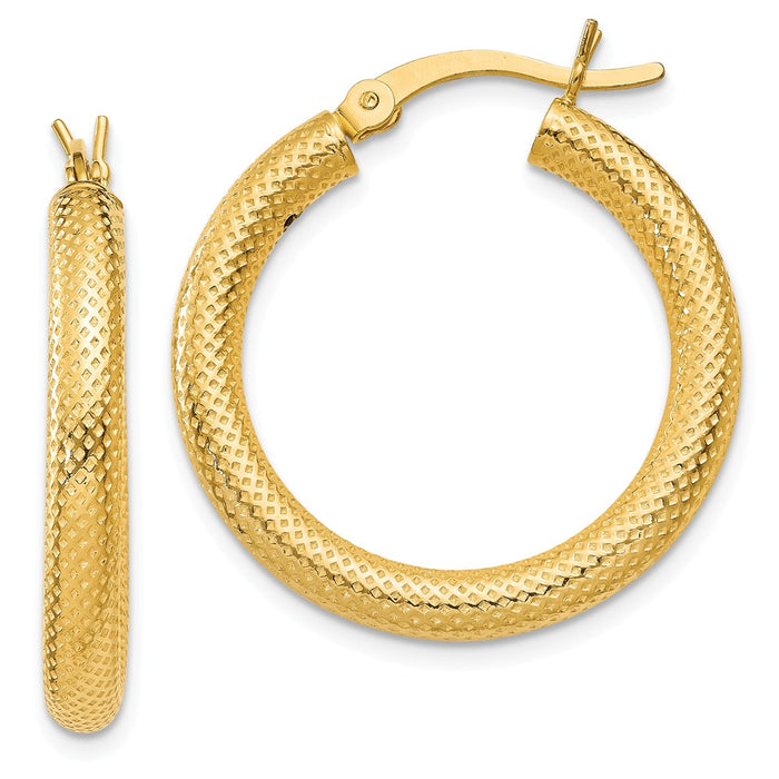 Stella Silver 925 Sterling Silver Gold-flashed Patterned 25mm Hoop Earrings, 20mm x 3mm