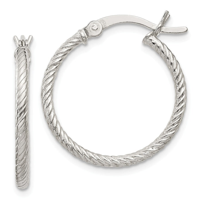 Stella Silver 925 Sterling Silver Fine Twist 20mm Hoop Earrings, 17mm x 2mm