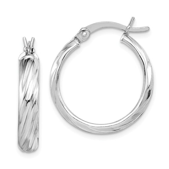 Stella Silver 925 Sterling Silver Rhodium-plated 20mm Hoop Earrings, 17mm x 4mm