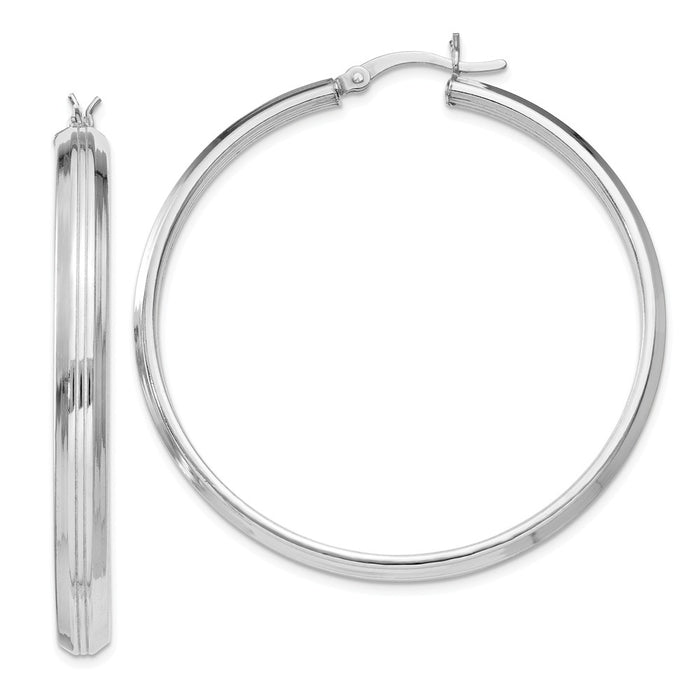 Stella Silver 925 Sterling Silver Rhodium-Plated 4.5mm Hoop Earrings, 45mm x 45mm