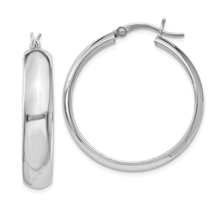Stella Silver 925 Sterling Silver 6mm Polished Hoop Earrings, 26mm x 6mm