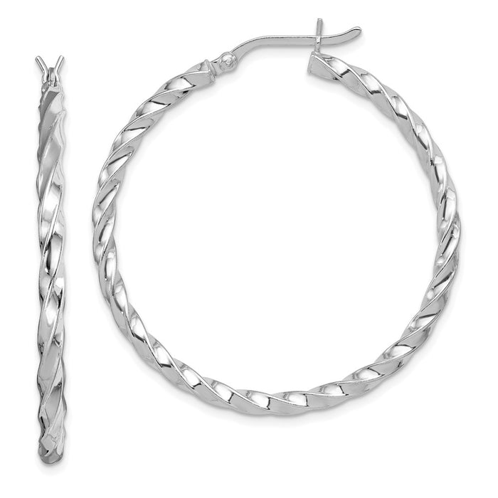 Stella Silver 925 Sterling Silver Twist 40mm Hoop Earrings, 36mm x 3.5mm