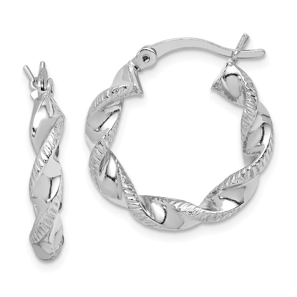Stella Silver 925 Sterling Silver Rhodium PlatedTwist 20mm Hoop Earrings, 13mm x 4mm