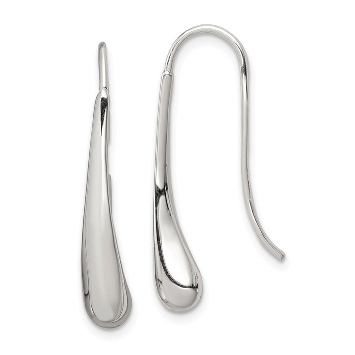 Stella Silver 925 Sterling Silver Teardrop Wire Earrings, 33mm x 5mm