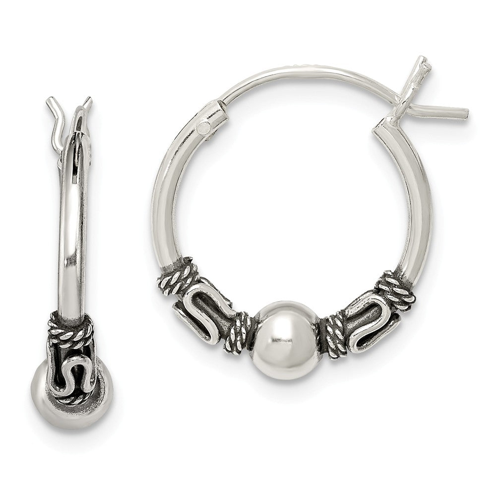 Stella Silver 925 Sterling Silver Antiqued Hoop Earrings, 18mm x 16mm