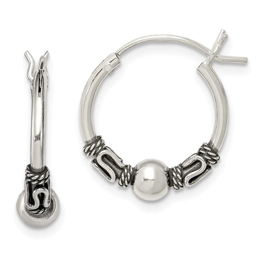 Stella Silver 925 Sterling Silver Antiqued Hoop Earrings, 18mm x 16mm