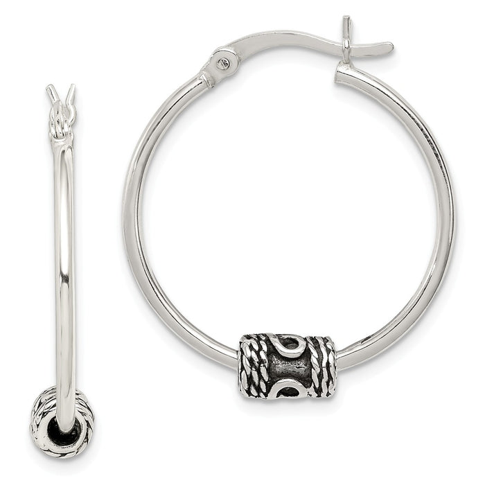 Stella Silver 925 Sterling Silver Hoop Earrings, 29mm x 2mm