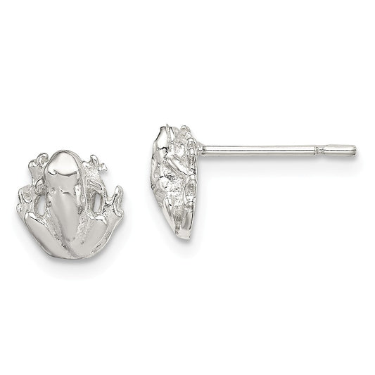 Stella Silver 925 Sterling Silver Frog Mini Earrings, 8mm x 7mm