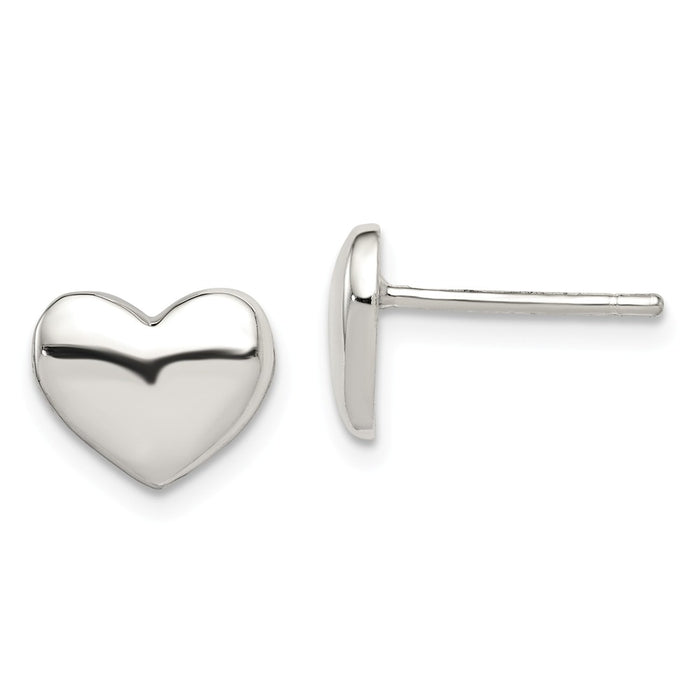 Stella Silver 925 Sterling Silver Polished Heart Post Earrings, 8mm x 9.5mm