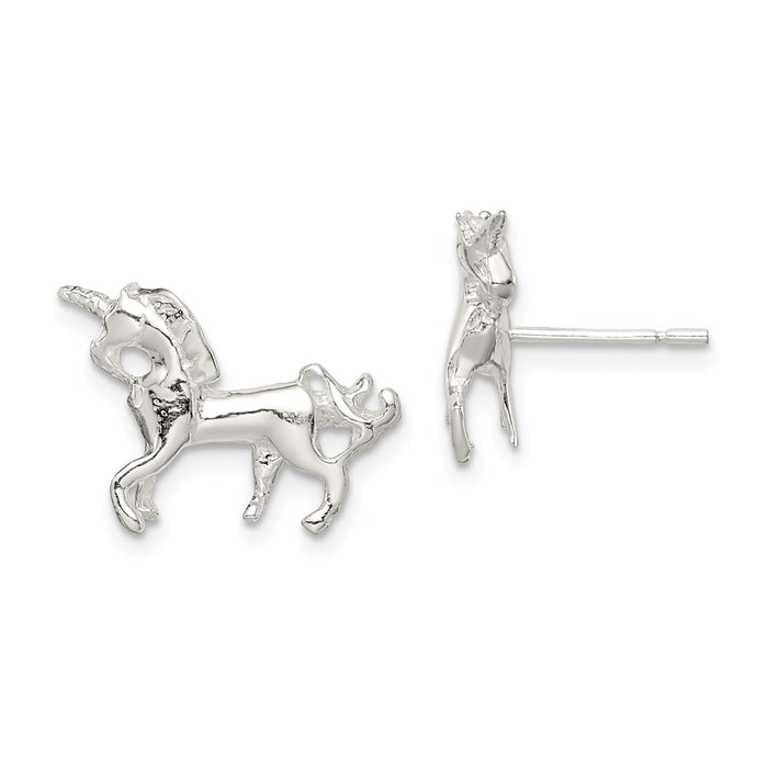 Stella Silver 925 Sterling Silver Unicorn Mini Earrings, 11mm x 10mm