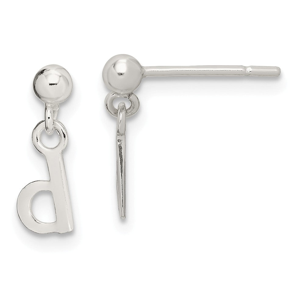 Stella Silver 925 Sterling Silver Polished D Dangle Post Earrings, 13mm x 5mm