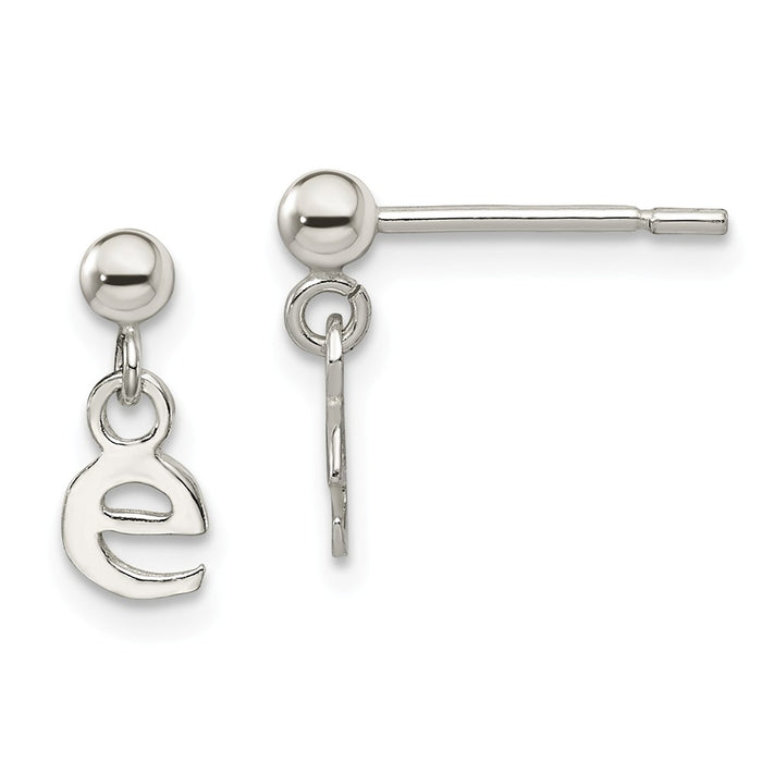 Stella Silver 925 Sterling Silver Polished E Dangle Post Earrings, 13mm x 5mm