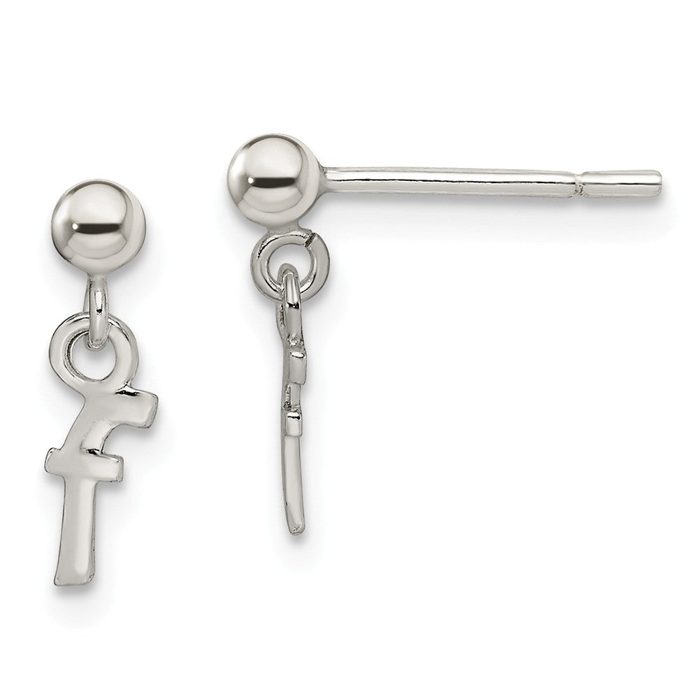 Stella Silver 925 Sterling Silver Polished F Dangle Post Earrings, 13mm x 5mm