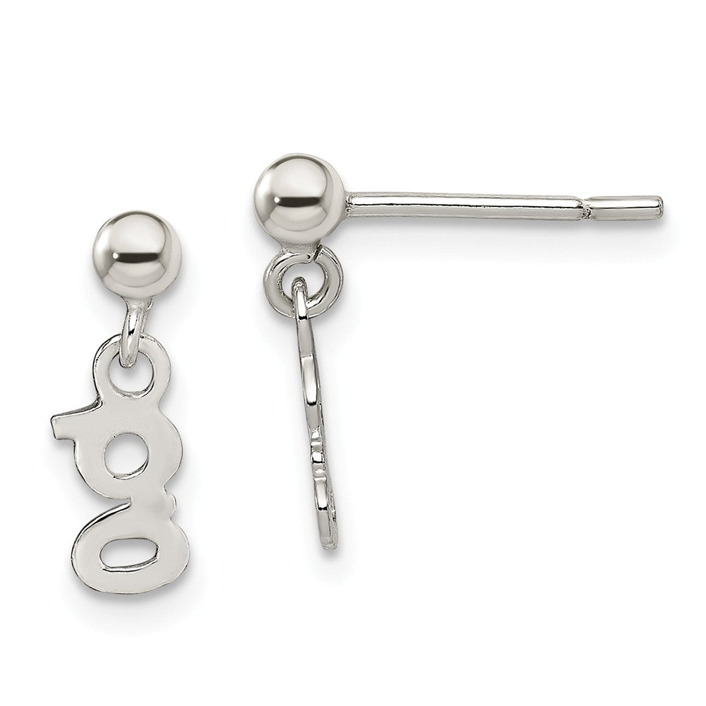 Stella Silver 925 Sterling Silver Polished G Dangle Post Earrings, 13mm x 5mm