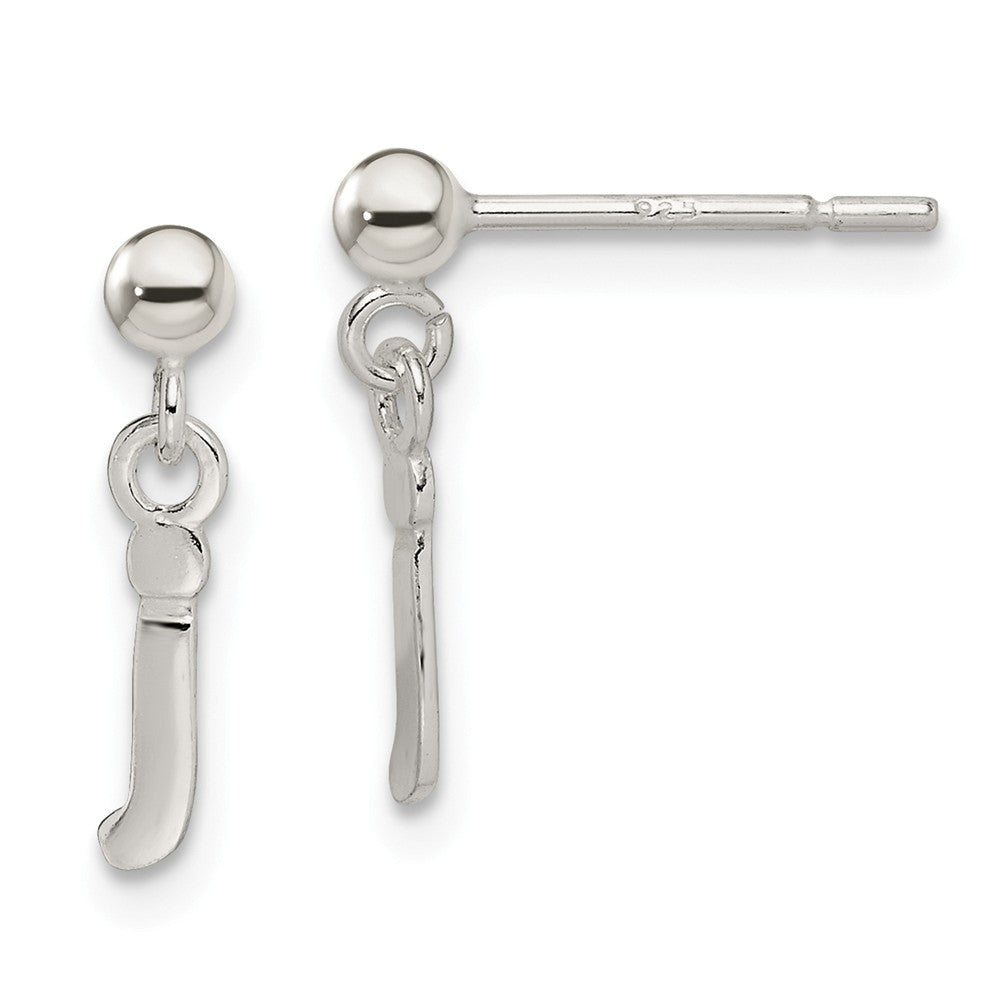 Stella Silver 925 Sterling Silver Polished J Dangle Post Earrings, 13mm x 5mm