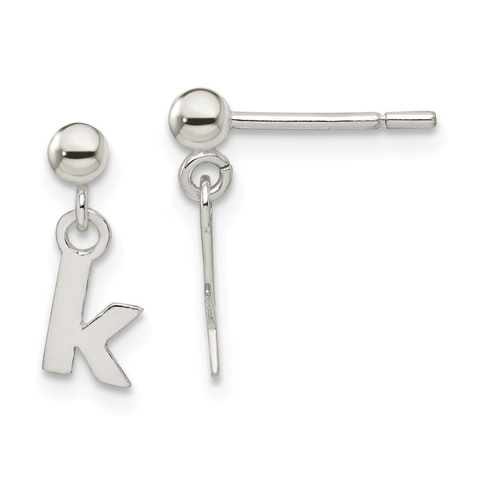 Stella Silver 925 Sterling Silver Polished K Dangle Post Earrings, 13mm x 5mm