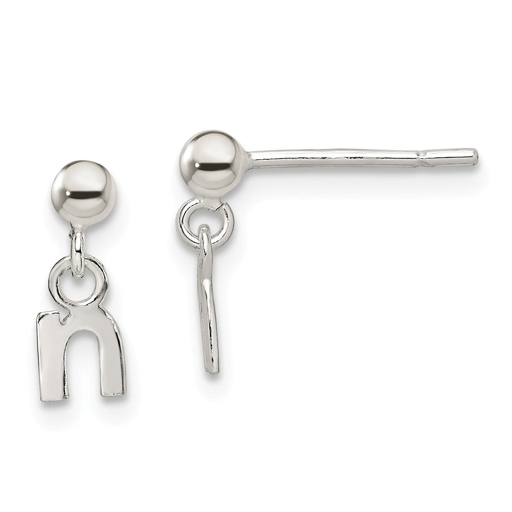 Stella Silver 925 Sterling Silver Polished N Dangle Post Earrings, 13mm x 5mm