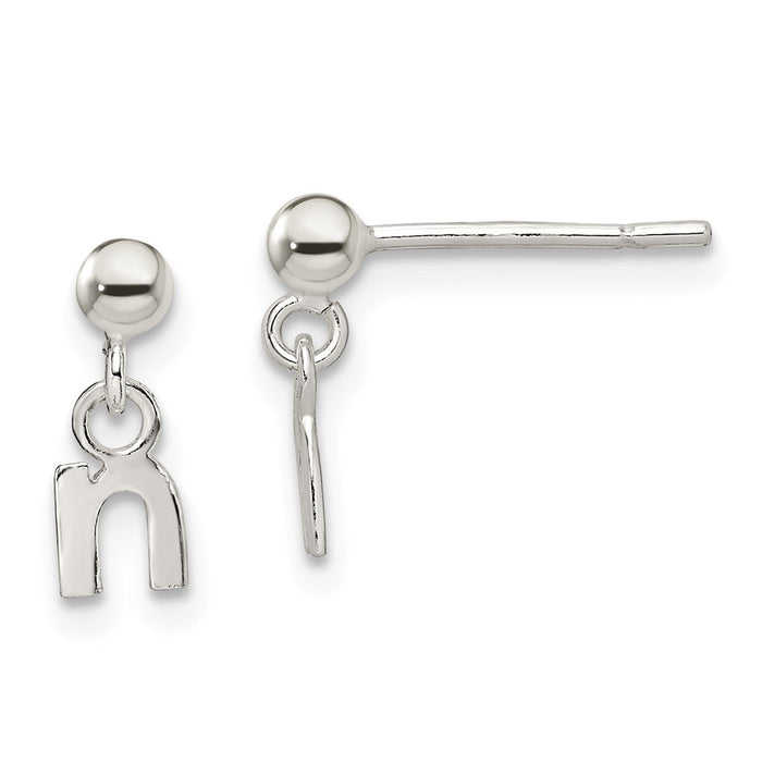 Stella Silver 925 Sterling Silver Polished N Dangle Post Earrings, 13mm x 5mm