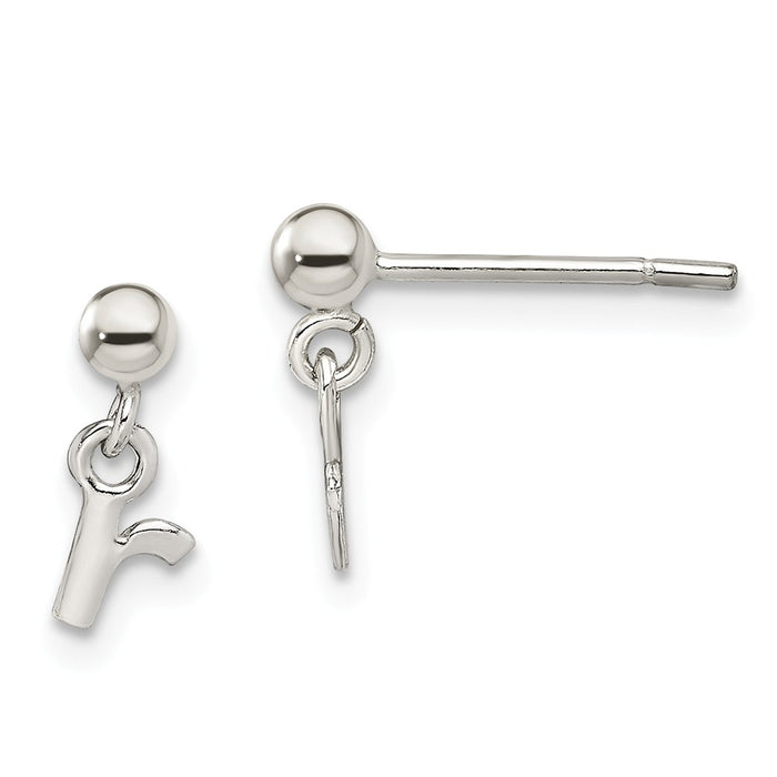 Stella Silver 925 Sterling Silver Polished R Dangle Post Earrings, 13mm x 5mm