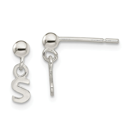 Stella Silver 925 Sterling Silver Polished S Dangle Post Earrings, 13mm x 5mm