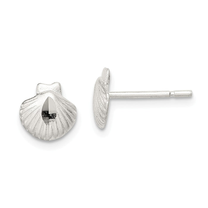 Stella Silver 925 Sterling Silver Shell Mini Earrings, 8mm x 8mm