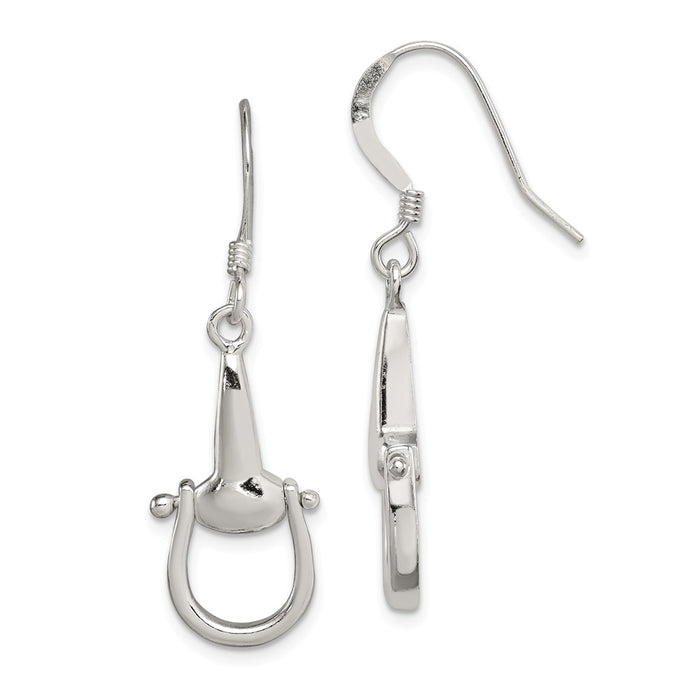 Stella Silver 925 Sterling Silver Polished Stirrup Dangle Earrings, 38mm x 11mm