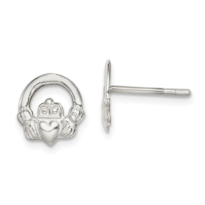 Stella Silver 925 Sterling Silver Claddagh Post Earrings, 10mm x 9mm